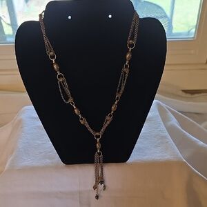 Monet Tassel Layered Chain Necklace - Brass Tone [2/$10]